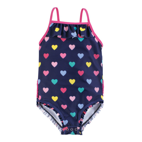 Hudson Baby Baby and Toddler Swimsuit, Navy Hearts Baby