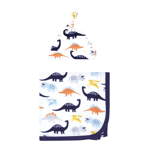 Hudson Baby Gown, Swaddle Blanket and Cap or Headband, Hugasaurus