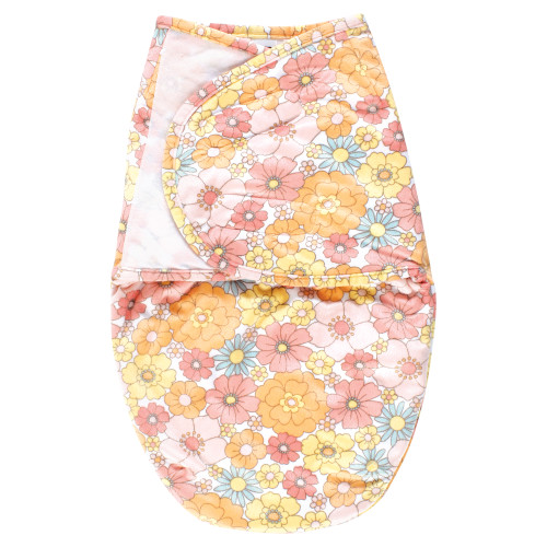 Hudson Baby Plush Faux Fur Swaddle Wrap, Peace Love Flowers