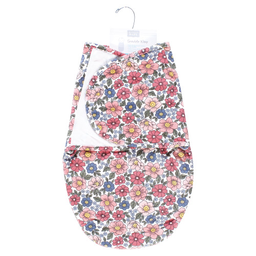 Hudson Baby Plush Faux Fur Swaddle Wrap, Pink Blue Pretty Floral