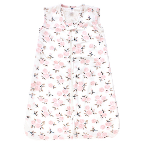 Hudson Baby Plush Faux Fur Sleeping Bag, Wearable Blanket, Neutral Pink Floral