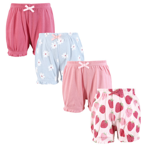 Hudson Baby Shorts Bottoms 4-Pack, Strawberry Love