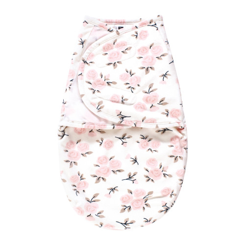 Hudson Baby Plush Faux Fur Swaddle Wrap, Neutral Pink Floral