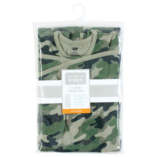 Hudson Baby Convertible Swaddle Sleep Sack, Camo