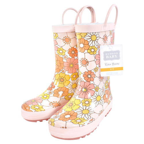 Hudson Baby Rain Boots, Peace Love And Flowers