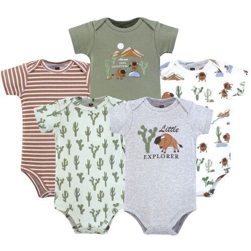 Hudson Baby Cotton Bodysuits 5-Pack, Wilderness