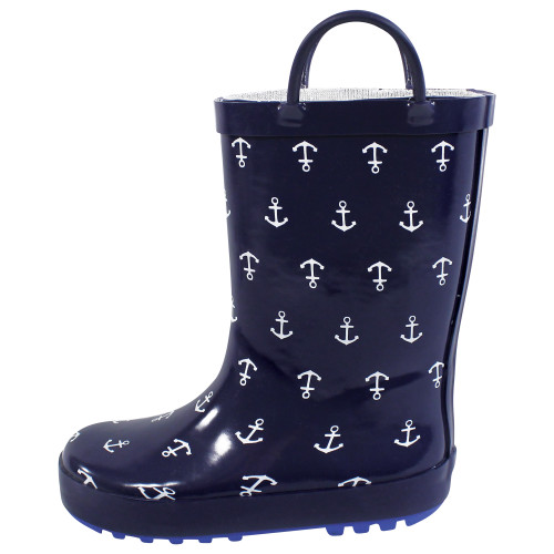 Hudson Baby Rain Boots, Navy Anchors