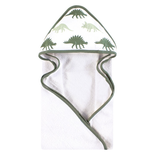 Hudson Baby Cotton Animal Face Hooded Towel, Neutral Dino World