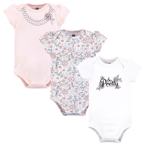 Hudson Baby Cotton Bodysuits 3-Pack, So Pretty Flower