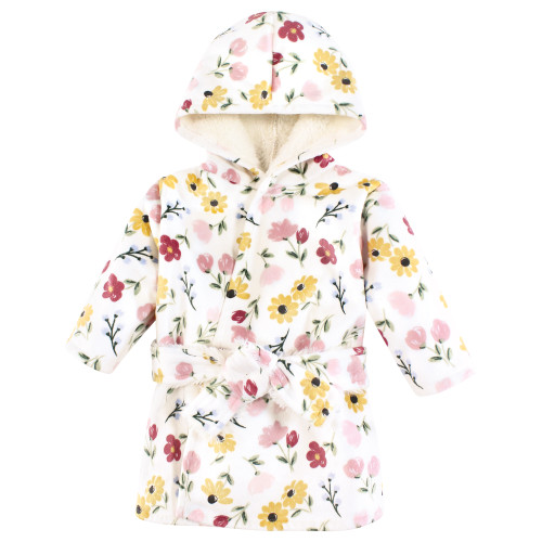 Hudson Baby Mink with Faux Fur Lining Pool and Beach Robe Cover-ups, Soft Painted Floral
