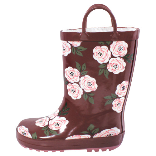 Hudson Baby Rain Boots, Burgundy Floral