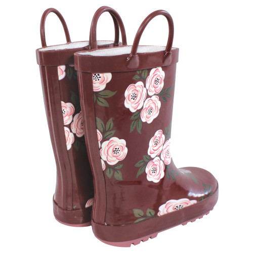 Hudson Baby Rain Boots, Burgundy Floral