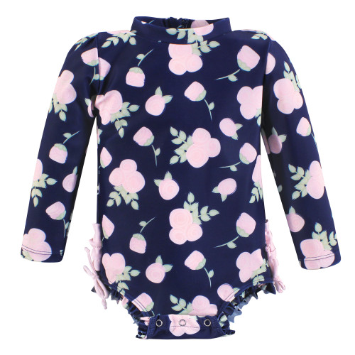 Hudson Baby Rashguard Baby and Toddler Swimsuit, Navy Floral Baby