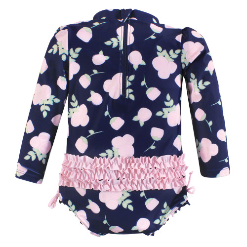 Hudson Baby Rashguard Baby and Toddler Swimsuit, Navy Floral Baby