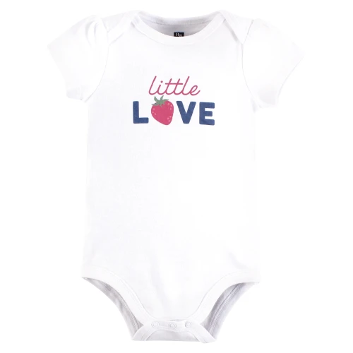Hudson Baby Cotton Bodysuits 3-Pack, Strawberry Love