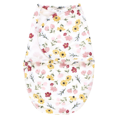 Hudson Baby Plush Faux Fur Swaddle Wrap, Soft Painted Floral