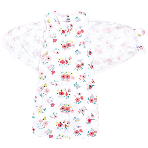 Hudson Baby Convertible Swaddle Sleep Sack, Butterfly Floral
