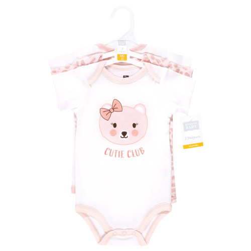 Hudson Baby Cotton Bodysuits 3-Pack, Cutie Bear