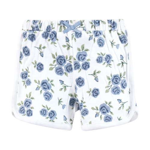 Hudson Baby Shorts Bottoms 4-Pack, Blue Rose