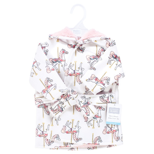 Hudson Baby Mink with Faux Fur Lining Pool and Beach Robe Cover-ups, Carousel Horse