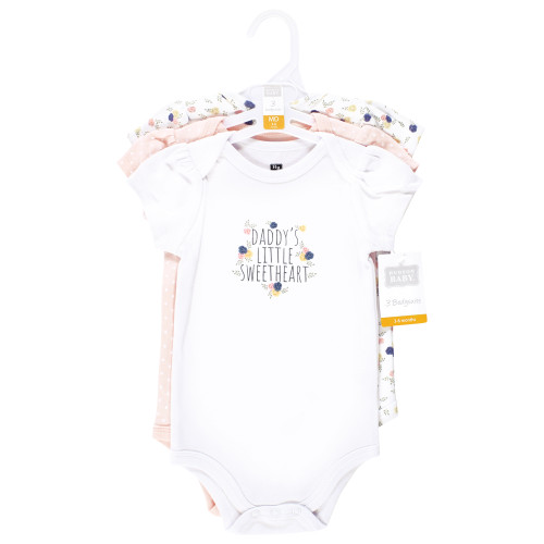 Hudson Baby Cotton Bodysuits 3-Pack, Daddys Sweetheart