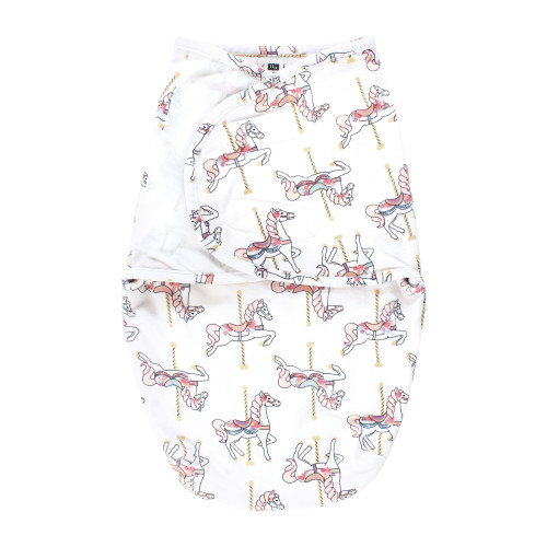 Hudson Baby Plush Faux Fur Swaddle Wrap, Carousel Horse