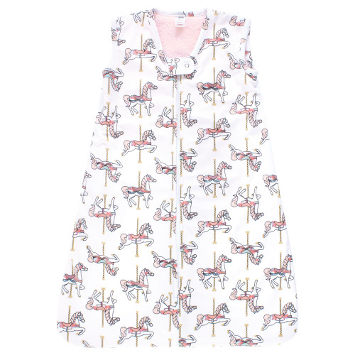 Hudson Baby Plush Faux Fur Sleeping Bag, Wearable Blanket, Carousel Horse