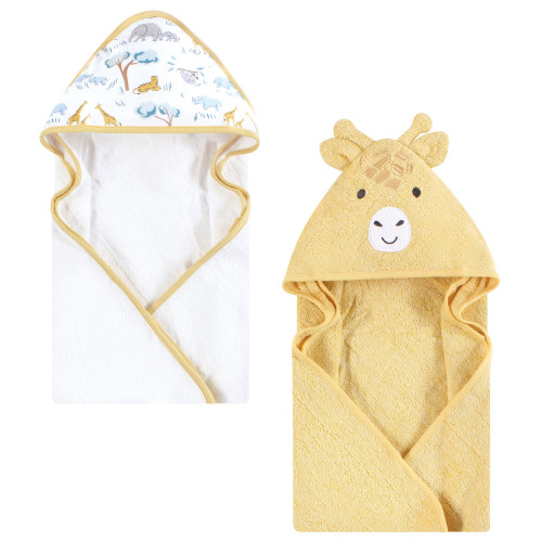 Hudson Baby Cotton Animal Face Hooded Towel, Safari Friends