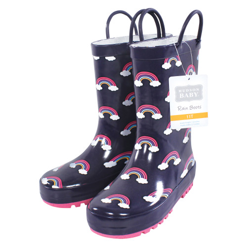 Hudson Baby Rain Boots, Navy Rainbow