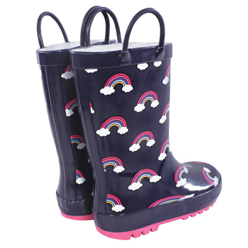 Hudson Baby Rain Boots, Navy Rainbow