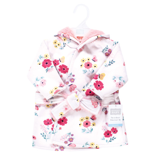 Hudson Baby Mink with Faux Fur Lining Pool and Beach Robe Cover-ups, Butterfly Floral