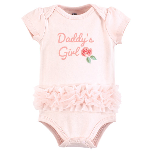 Hudson Baby Cotton Bodysuits 3-Pack, Coral Floral Daddys Girl