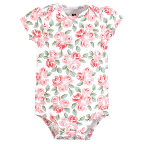 Hudson Baby Cotton Bodysuits 3-Pack, Coral Floral Daddys Girl