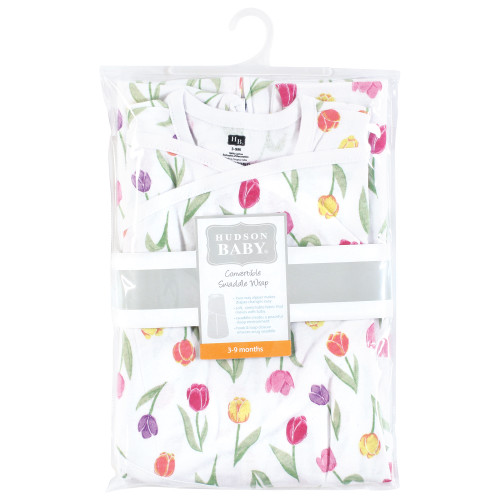 Hudson Baby Convertible Swaddle Sleep Sack, Spring Tulips