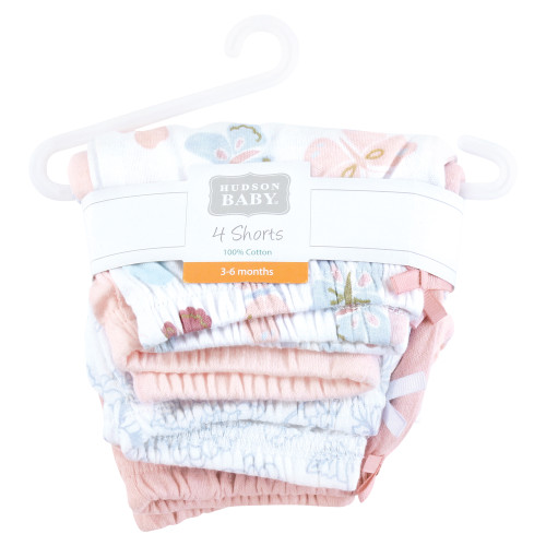 Hudson Baby Shorts Bottoms 4-Pack, Soft Butterfly Toile