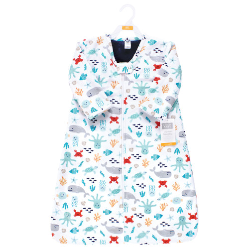 Hudson Baby Long Sleeve Plush Faux Fur Sleeping Bag, Wearable Blanket, Sea Characters