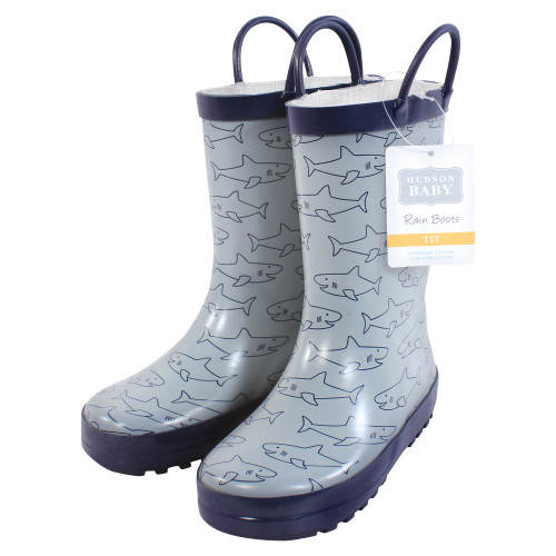 Hudson Baby Rain Boots, Gray Sharks