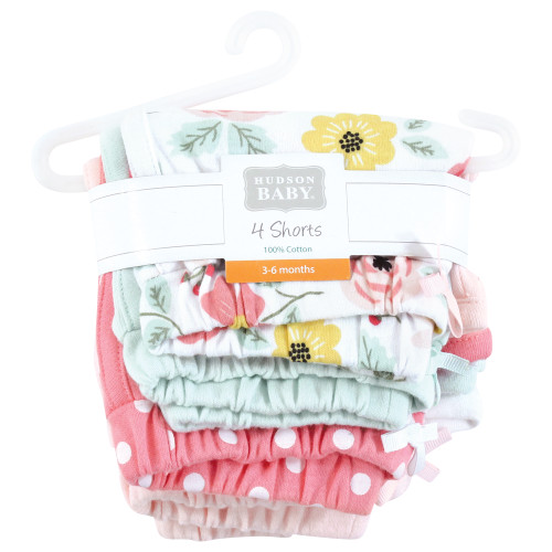 Hudson Baby Shorts Bottoms 4-Pack, Modern Botanical