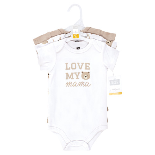 Hudson Baby Cotton Bodysuits 3-Pack, Mamas Boy Bear
