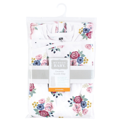 Hudson Baby Convertible Swaddle Sleep Sack, Blush Navy Floral
