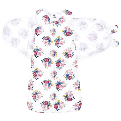 Hudson Baby Convertible Swaddle Sleep Sack, Blush Navy Floral