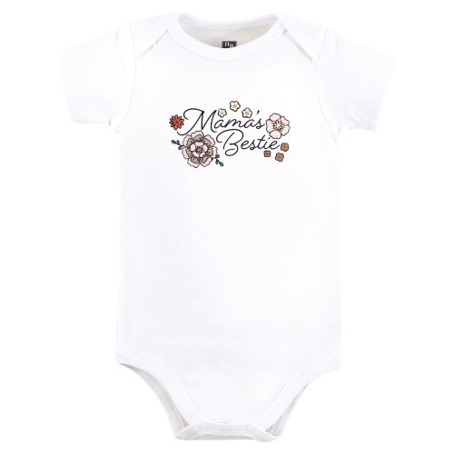 Hudson Baby Cotton Bodysuits 3-Pack, Mamas Bestie Flower