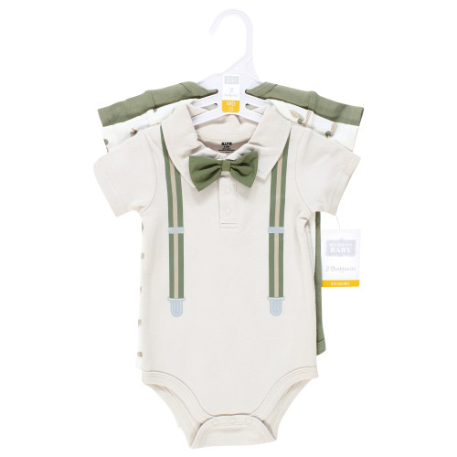 Hudson Baby Cotton Bodysuits 3-Pack, Mallard Polo