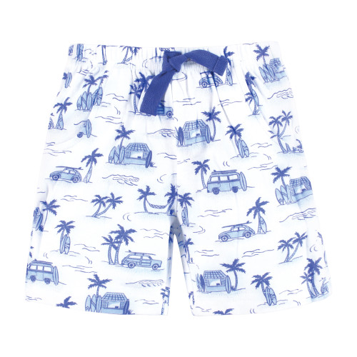Hudson Baby Shorts Bottoms 4-Pack, Blue Tropical Scene