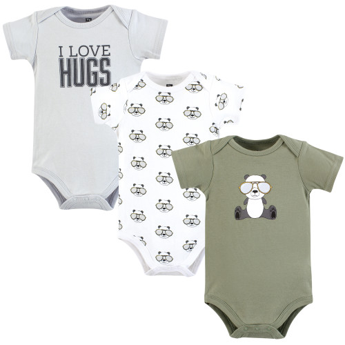 Hudson Baby Cotton Bodysuits 3-Pack, Cool Panda