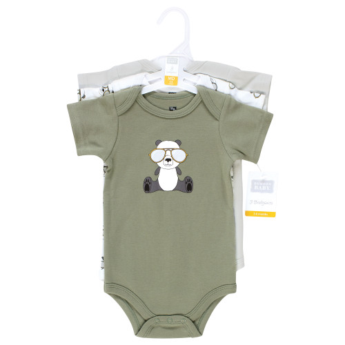 Hudson Baby Cotton Bodysuits 3-Pack, Cool Panda