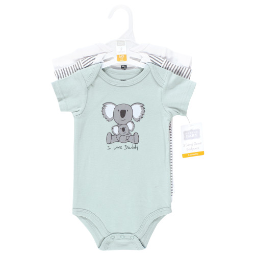 Hudson Baby Cotton Bodysuits 3-Pack, Daddy Koala