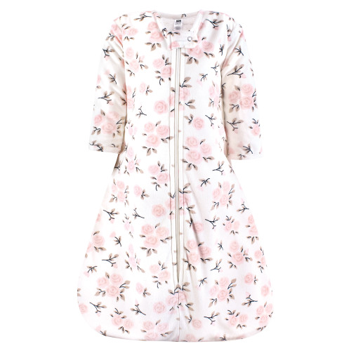 Hudson Baby Long Sleeve Plush Faux Fur Sleeping Bag, Wearable Blanket, Neutral Pink Floral