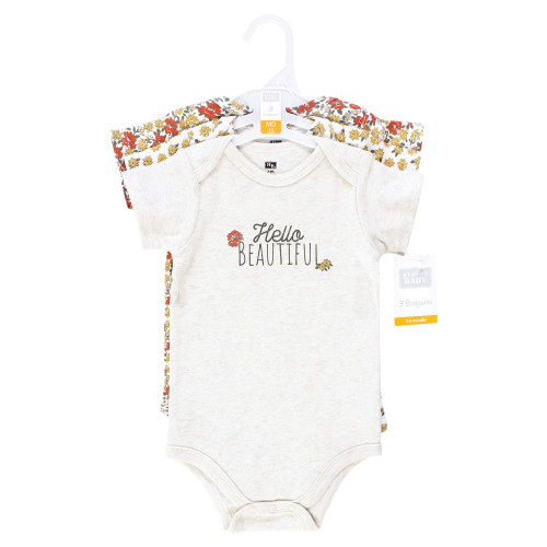 Hudson Baby Cotton Bodysuits 3-Pack, Hello Beautiful