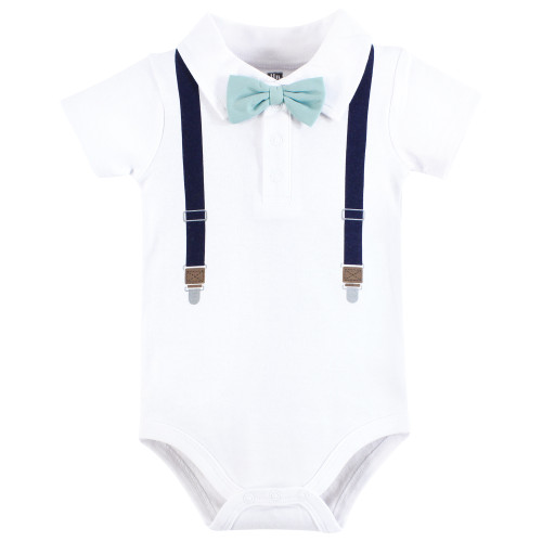 Hudson Baby Cotton Bodysuits 3-Pack, Mint Navy Cuter Version